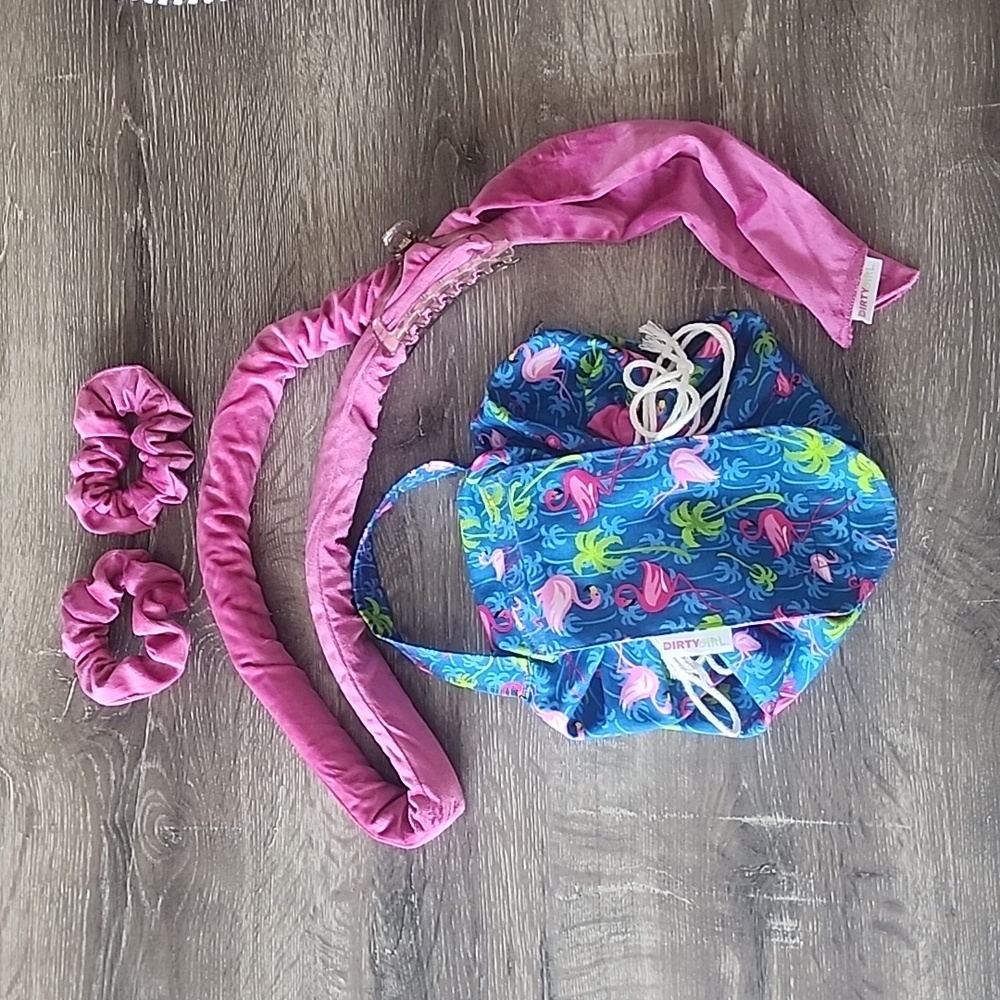 NEW! Dirty Girl by @amandaellisxo Heatless Curling Wrap & Travel Makeup Bag